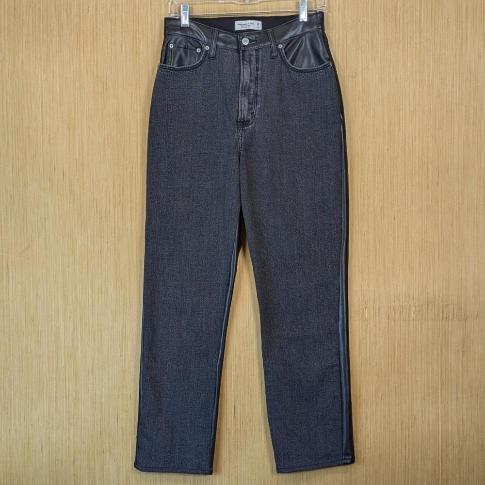 Abercrombie & Fitch Curve Love Ankle Straight Ultra‎ High Rise Jeans 29 8L Black